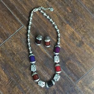 Set of necklaces and earrings